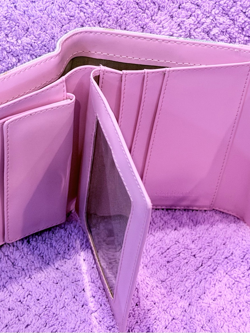 Dior Pink and White Floral Saddle Wallet with Silver 'D' Charm - Picture 5 of 7